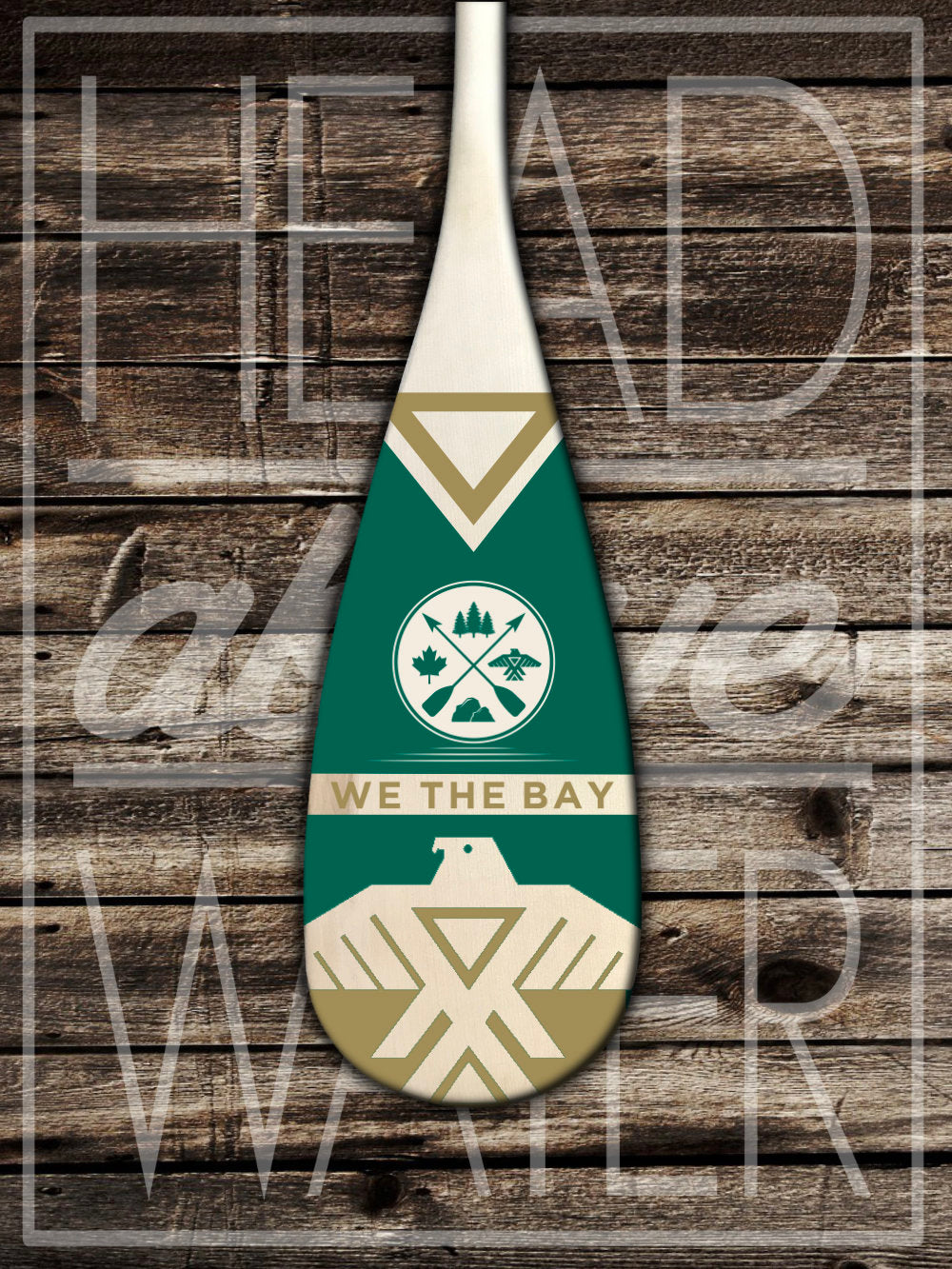 “Thunderbird” Decorative Canoe Paddle - EMERALD & GOLD